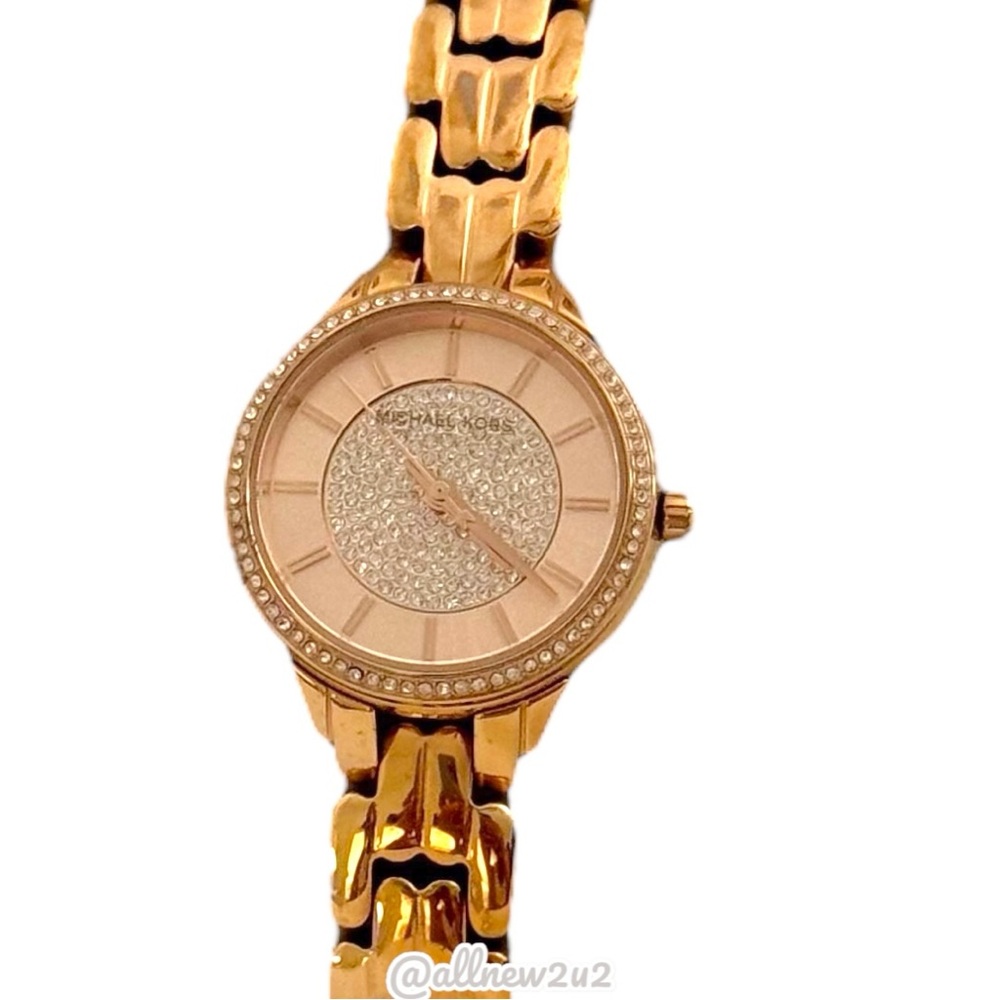 Michael Kors 4413 Mini Allie Rose Gold-Tone Crystal Watch Sized to 6" - Picture 13 of 16